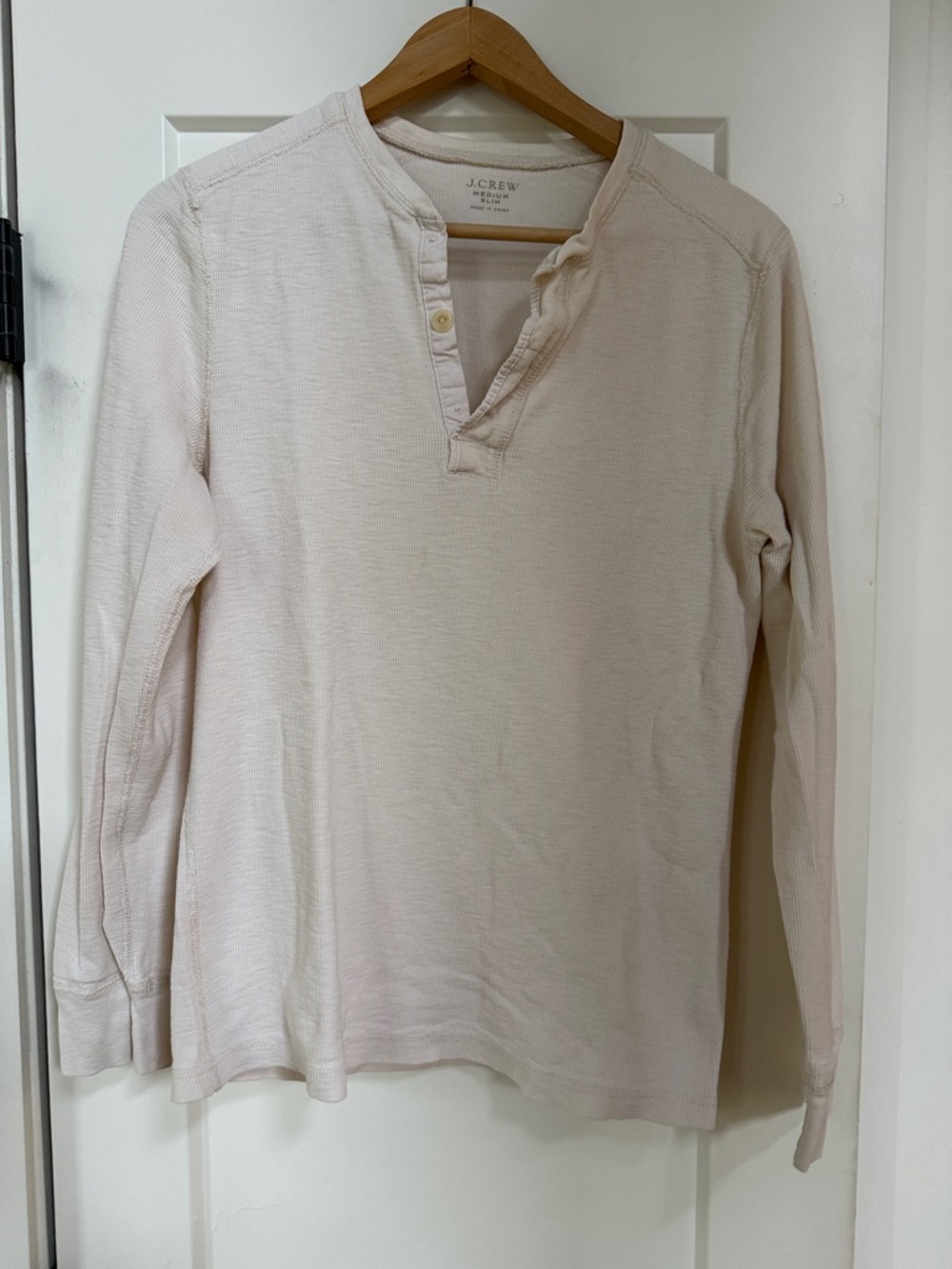 J. Crew Light Cream Waffle Men’s Henley Long Sleeve